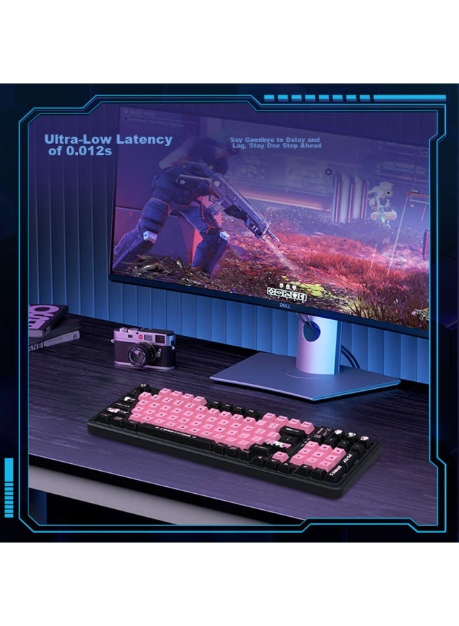 AUSDOM Asdun 98pro Five-sided Hot Melt Mechanical Keyboard, Gaming, E-sports, Triple-mode Wired, Bluetooth, Wireless, Office, Customizable, Full-key Anti-ghosting, High-value Gift Keyboard, Meow Sound Party - Image 1