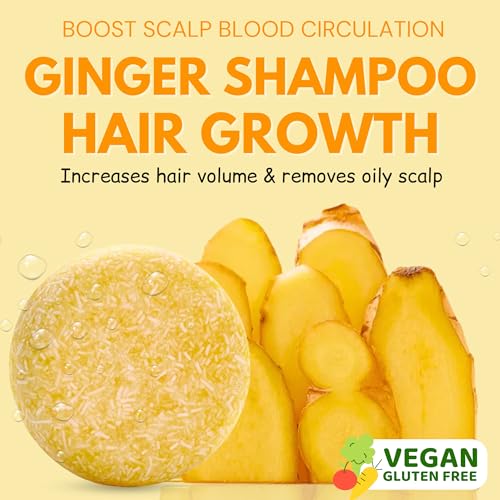Muun Ginger Rosemary & Rice Water Shampoo Bar Pack 3 - Hair Growth, Thickening, Strengthening, Anti Hair Loss, Volumize & pH Balanced - Sulfate & Silicone Free For All Hair Type - Image 2