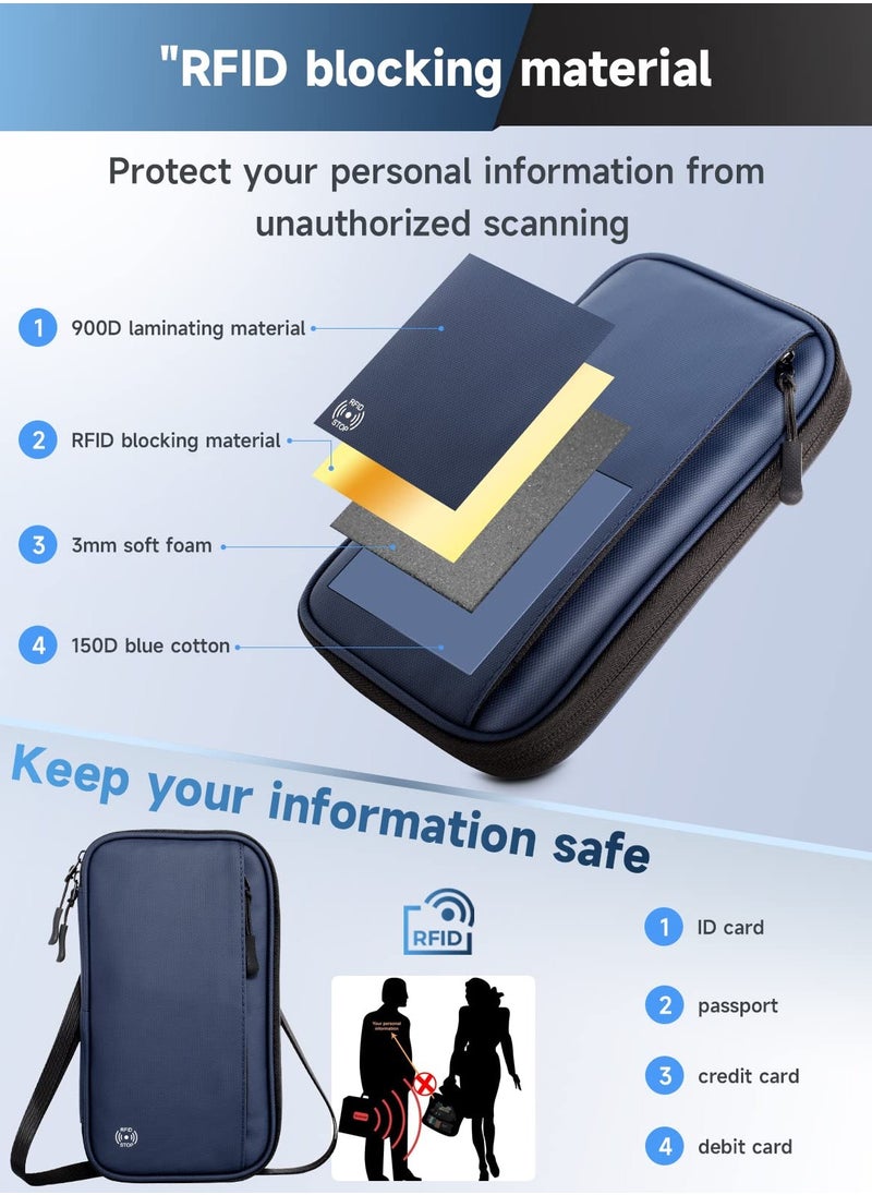 Excefore - Travel Wallet Passport Holder with RFID Blocking Unisex Family Passport Holder, Portable and Foldable Unisex Travel Essentials, Used for Flight Tickets Credit Card, Money, ID, Gifts for Men and Women - Image 1
