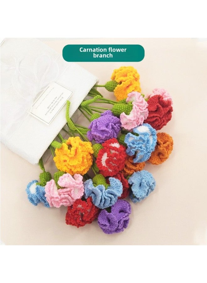 Wool Hand-woven Carnation Bouquet Simulation Bouquet Eternal Flower Hand-woven Mother's Day Teacher's Day Gift-Specifications:Official Matching-Color:Carnation Gradient Powder - Image 2