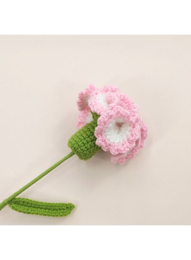 Wool Hand-woven Carnation Bouquet Simulation Bouquet Eternal Flower Hand-woven Mother's Day Teacher's Day Gift-Specifications:Official Matching-Color:Carnation Gradient Powder - Image 1