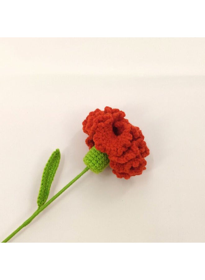 Wool Hand-woven Carnation Bouquet Simulation Bouquet Eternal Flower Hand-woven Mother's Day Teacher's Day Gift-Specifications:Official Matching-Color:Carnation Gradient Powder - Image 3