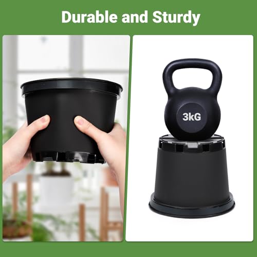 GREANER Nursery Pots, 1 Gallon Durable Flower Pots with Drainage Holes, Plant Containers for Flower, Seed, Tree, Tomato-Black (15PCS) - Image 3