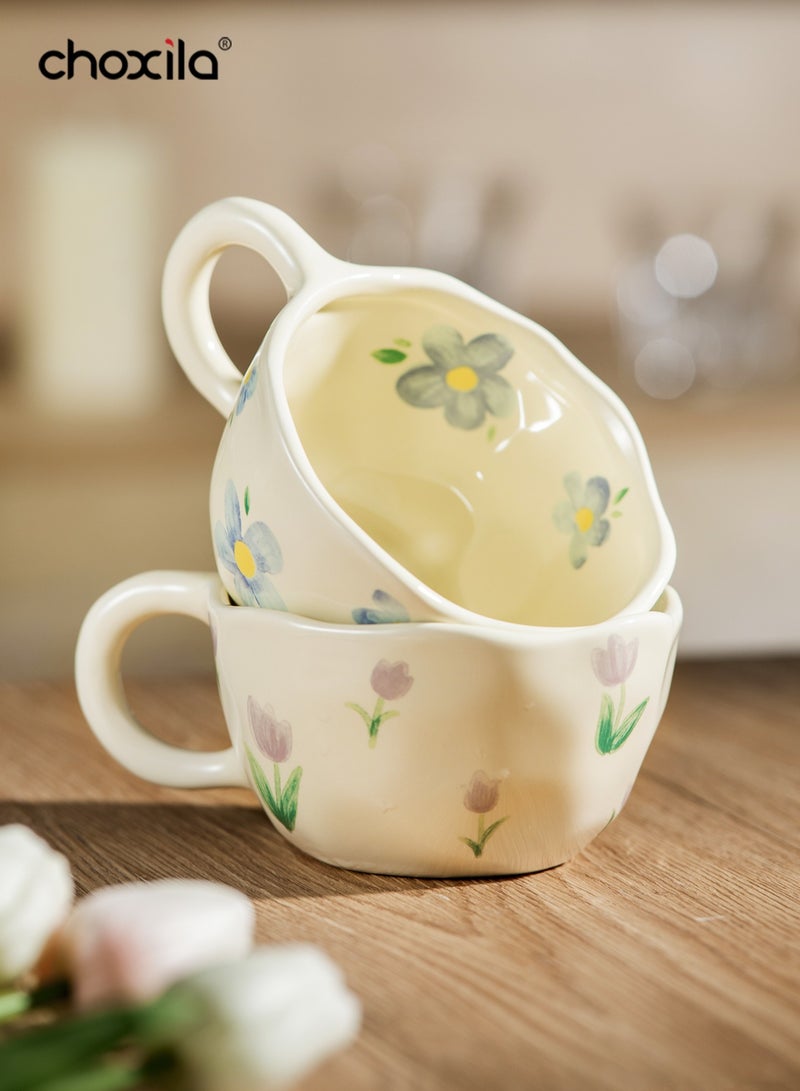 choxila Ceramic Coffee Mug Flower Style for Home Office Breakfast Milk Cup Everyday Use Beverage Cup - Image 4