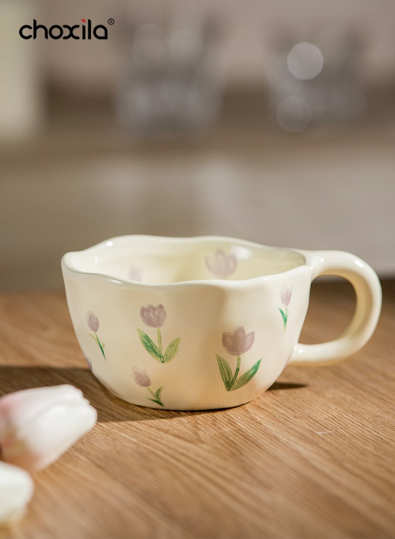 choxila Ceramic Coffee Mug Flower Style for Home Office Breakfast Milk Cup Everyday Use Beverage Cup - Image 3