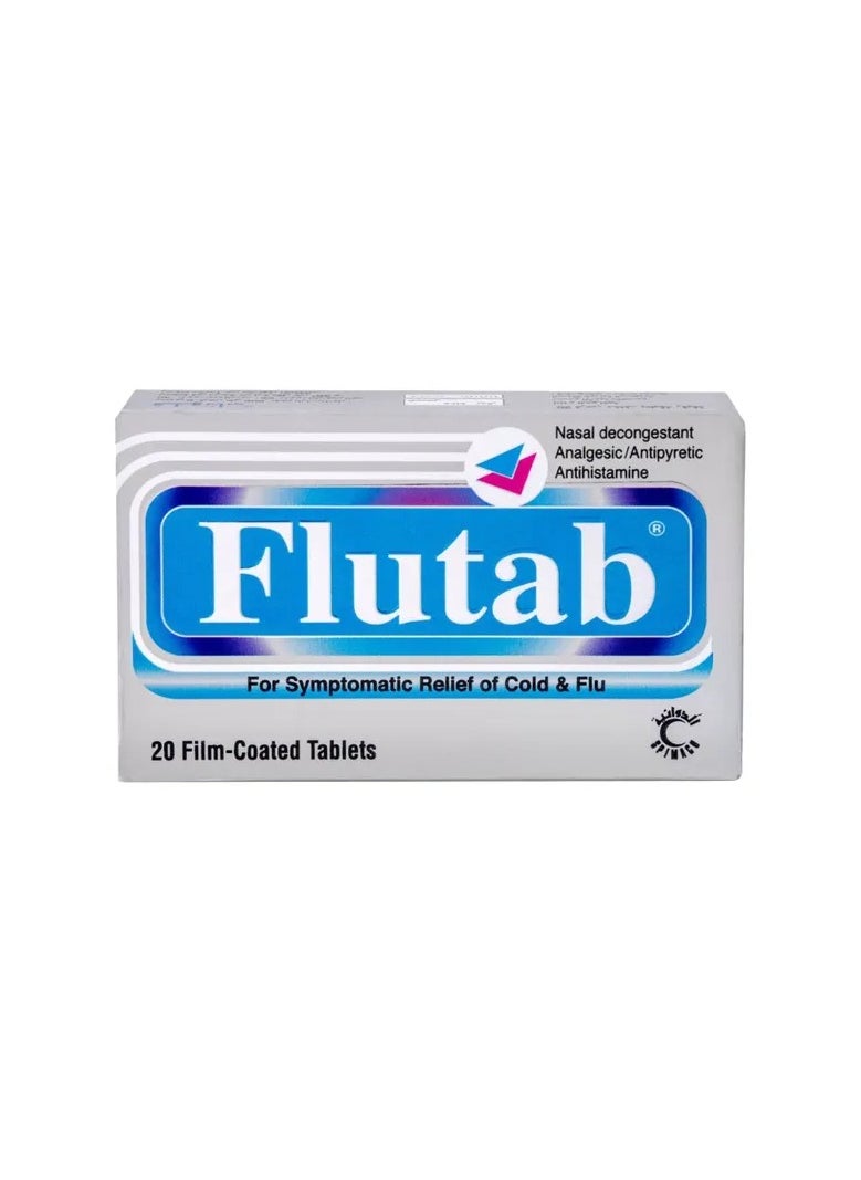 FLUTAB - FLUTAB Tablets 20's | Cold & Flu Relief | Relieves Headache, Nasal Congestion, and Fever | Fast-Acting Multi-Symptom Formula - Image 1