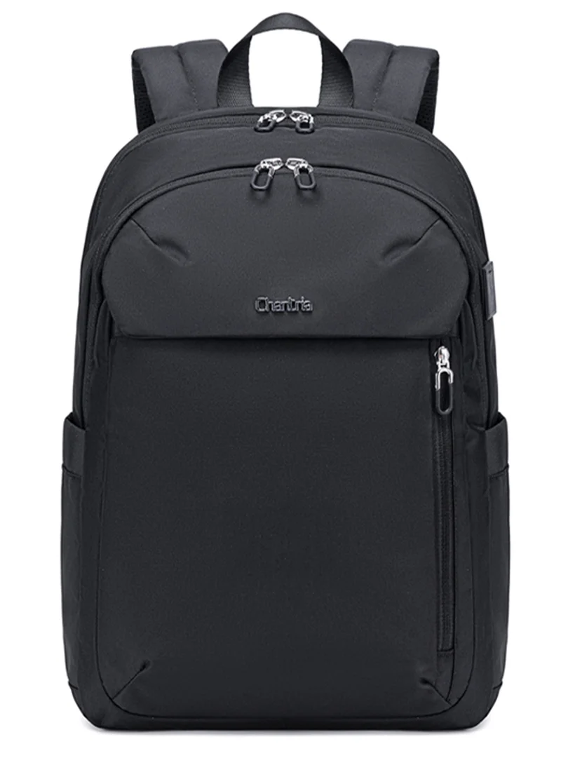 شانتريا حقيبة ظهر لاب توب خفيفة الوزن للنساء مقاومة للماء متعددة الوظائف مضادة للسرقة بمنفذ  مدمج - أسود