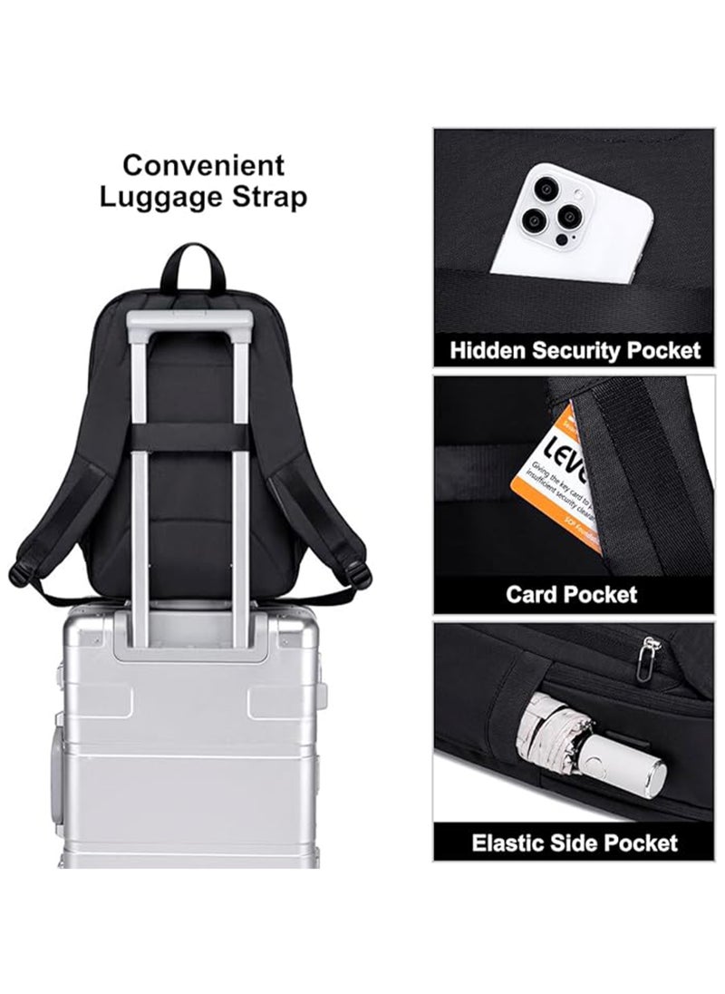 Chantria Premium Lightweight Laptop Backpack for Women Water Resistant Multifunctional Anti-Theft Daypack with Built in USB Port, CB00633 - Black  - Image 5