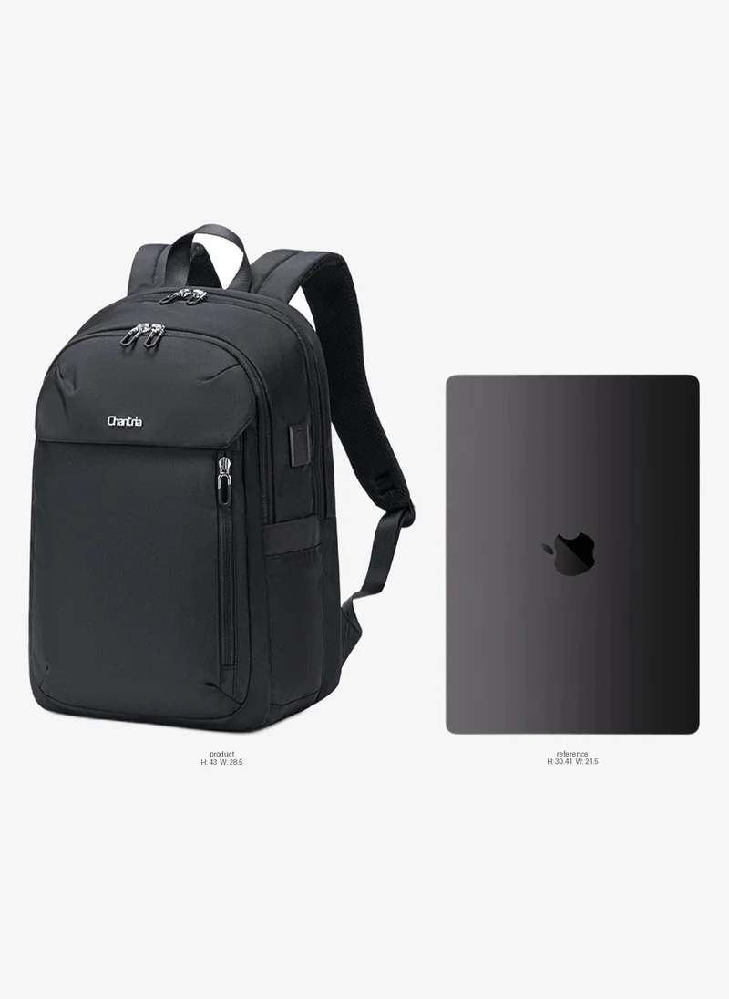 Chantria Premium Lightweight Laptop Backpack for Women Water Resistant Multifunctional Anti-Theft Daypack with Built in USB Port, CB00633 - Black