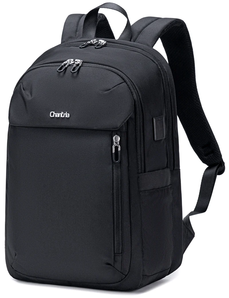Chantria Premium Lightweight Laptop Backpack for Women Water Resistant Multifunctional Anti-Theft Daypack with Built in USB Port, CB00633, Black