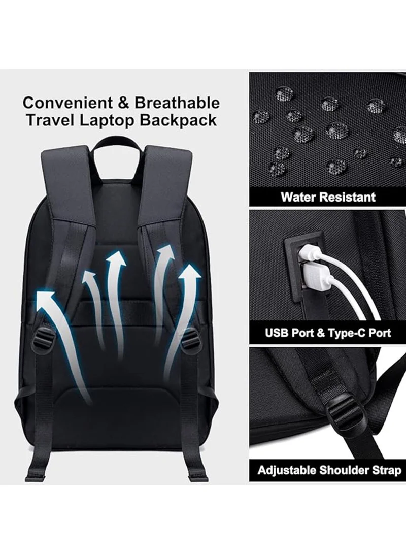 Chantria Black Premium Lightweight Laptop Backpack for Women Water Resistant Multifunctional Anti-Theft Daypack with Built in USB Port, CB00633, Black for Women | Best Price UAE