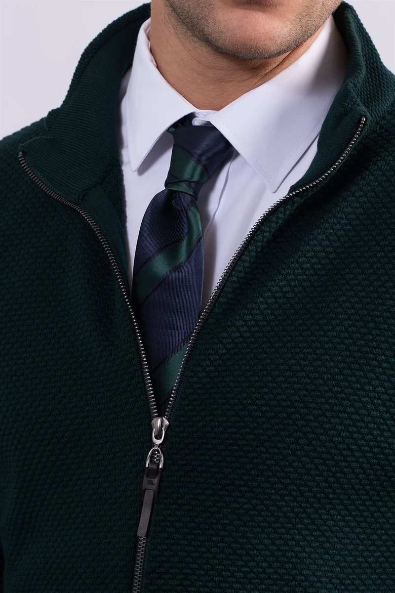 تودورس Patterned Half Turtleneck Zippered Men's Cardigan