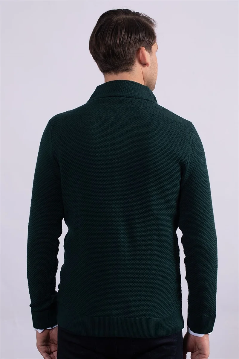 تودورس Patterned Half Turtleneck Zippered Men's Cardigan