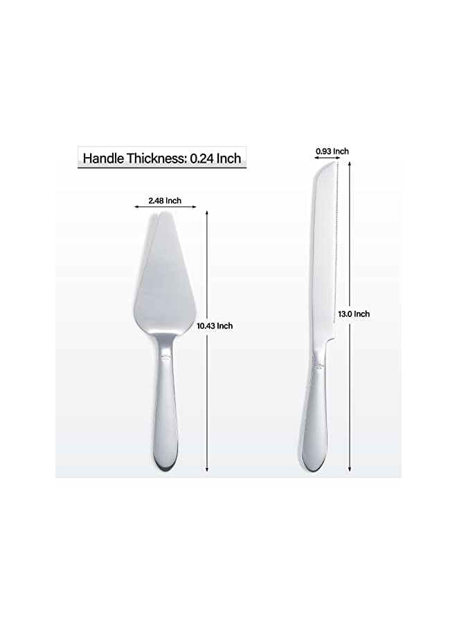 S-TOP Wedding Cake Cutting Set, Elegant Cake Knife and Server Set with Thickened Stainless Steel Rounded Edges, Cake Cutter and Cake Spatula for Cake - Image 2