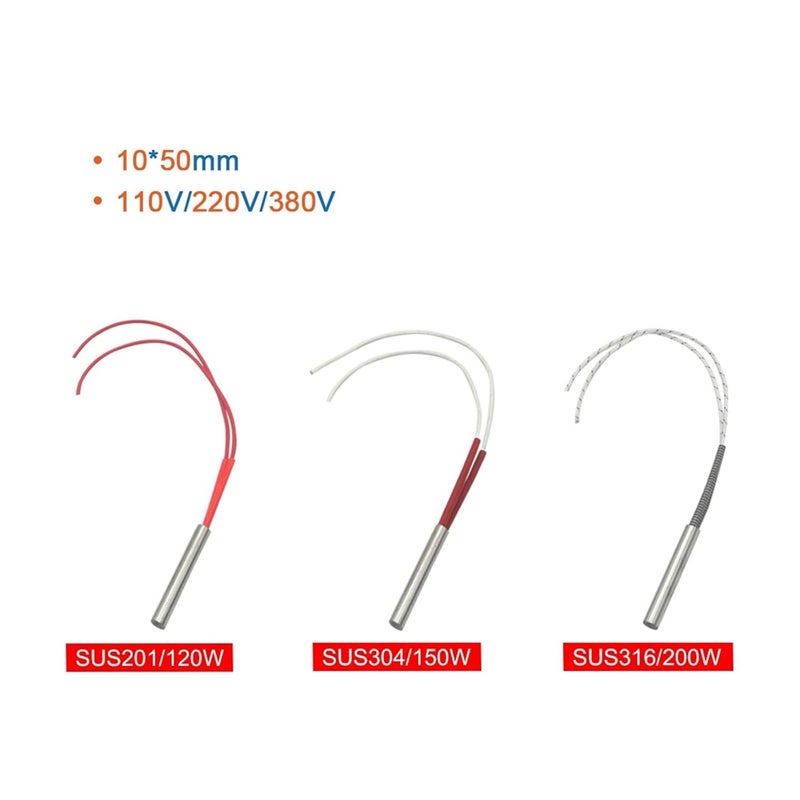 خرطوشة سخان 380 فولت 120 واط 10x50 مم 201SUS أنبوب تسخين سخان مياه عنصر أنبوب - Image 3