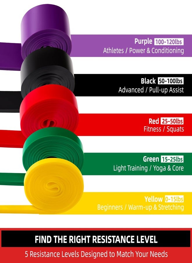 GymCope Pull Up Resistance Bands Set (3/4/5 Pack), Heavy Duty Exercise Bands for Men & Women, 5-120 lbs, Resistance Bands for Pull Up Assist, Strength Training, Stretching, Home & Gym Workout - Image 2