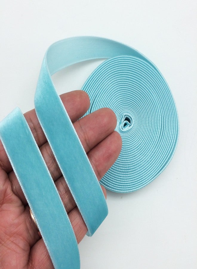 PEPPERLONELY 5 Yards Single Face Velvet Ribbon 16mm (5/8 Inch), Teal - Image 1