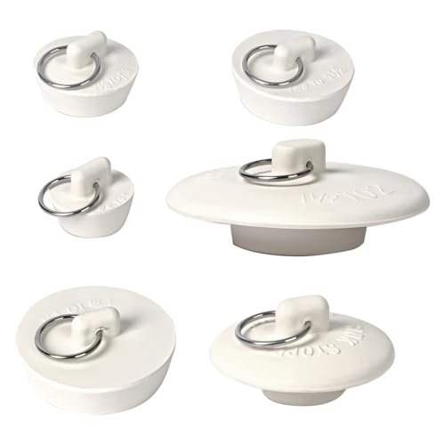 MXBTSYA 6 Sizes of Sink Stoppers, Bathtub Drain Stopper with Ring Suitable, Rubber Sink Drain for Kitchen, Bathroom and Laundry Sink, Bathtub Accessories - Image 1