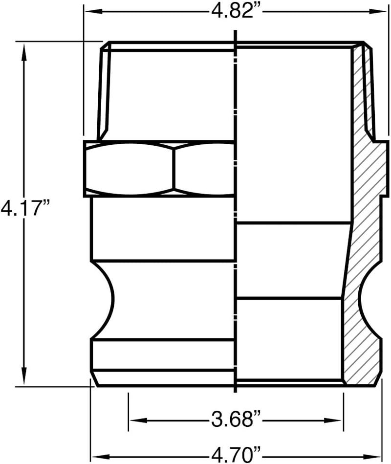 Gloxco Aluminum Type F Cam and Groove Fitting, 4" Male Camlock Adapter x 4" Male NPT (CAM-40-F-AL) - Image 2