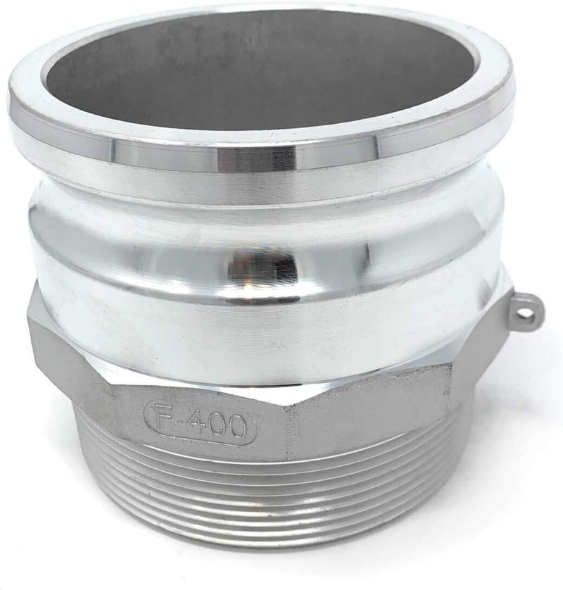 Gloxco Aluminum Type F Cam and Groove Fitting, 4" Male Camlock Adapter x 4" Male NPT (CAM-40-F-AL) - Image 1