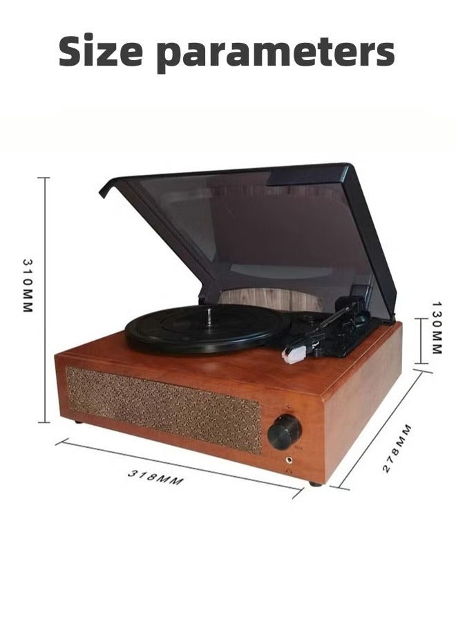 Portable Gramophone Vinyl Record Player Vintage Classic Turntable Phonograph With Built-in Stereo Speakers Turntable With Speakers Vintage BT Phonograph Record Player Stereo Sound (Red) - Image 2