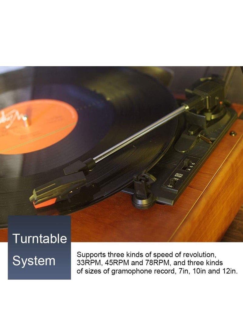 Portable Gramophone Vinyl Record Player Vintage Classic Turntable Phonograph With Built-in Stereo Speakers Turntable With Speakers Vintage BT Phonograph Record Player Stereo Sound (Red) - Image 5