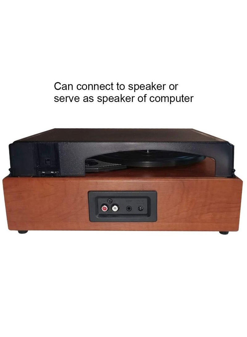 Portable Gramophone Vinyl Record Player Vintage Classic Turntable Phonograph With Built-in Stereo Speakers Turntable With Speakers Vintage BT Phonograph Record Player Stereo Sound (Red) - Image 4