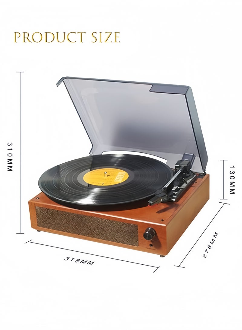 Record Player, Vintage Vinyl Turntable with Bluetooth, Built-in Speakers & PC-Link Encoding, 3-Speed 33/45/78 RPM Recording Function for Vinyl to Digital Conversion - Image 2