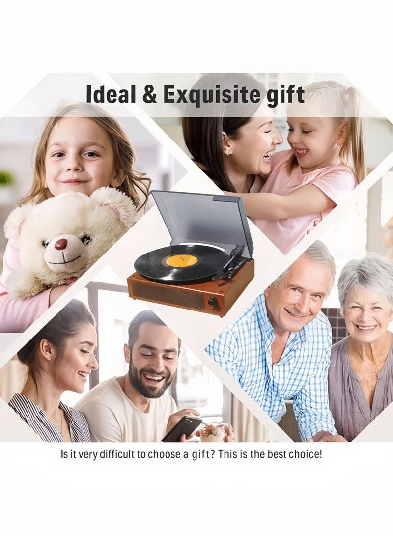 Record Player, Vintage Vinyl Turntable with Bluetooth, Built-in Speakers & PC-Link Encoding, 3-Speed 33/45/78 RPM Recording Function for Vinyl to Digital Conversion - Image 4