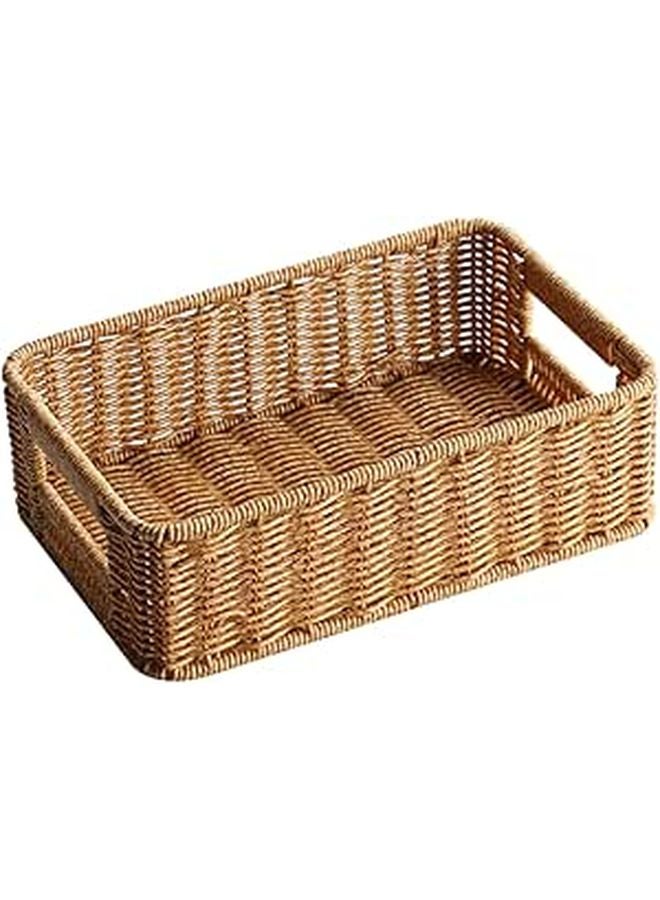 Vintage Woven Storage Basket Hollow Handle Easy Clean Bathroom Bedroom Organizer - Image 1