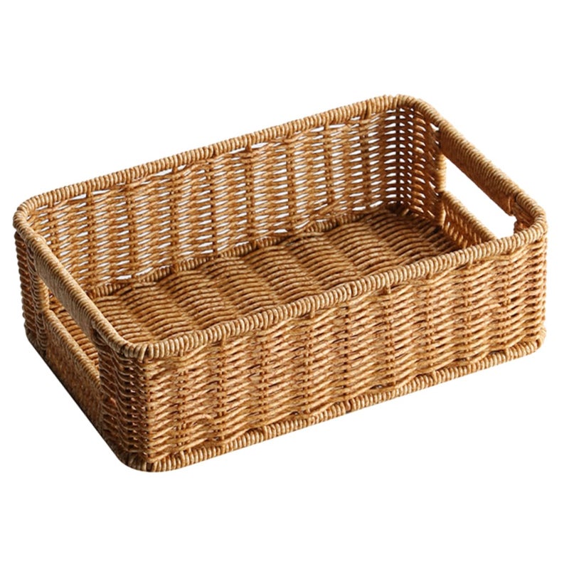 Vintage Woven Storage Basket Hollow Handle Easy Clean Bathroom Bedroom Organizer - Image 2