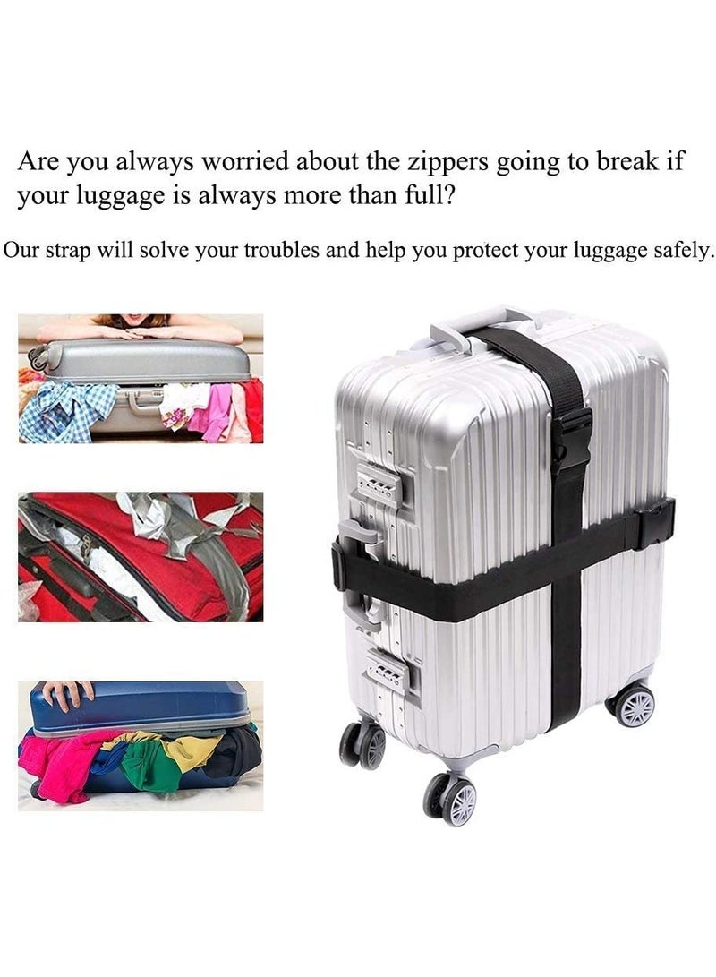 4 Pack Adjustable Luggage Straps with Buckle Heavy Duty Suitcase Cross Straps for Travel Bags Black - Image 5
