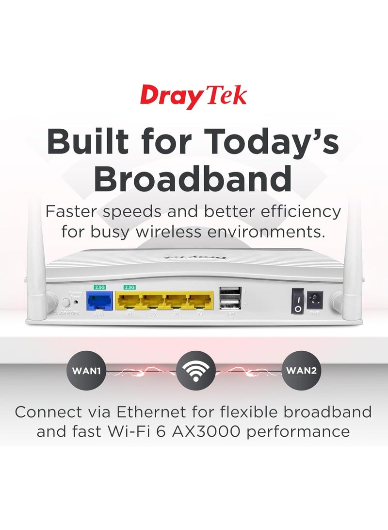 دراي تيك راوتر إيثرنت متعدد الجيجابت DrayTek Vigor 2136ax، واي فاي 6 AX3000 لاسلكي، VPN، واجهات 2.5 جيجابت إيثرنت - Image 2