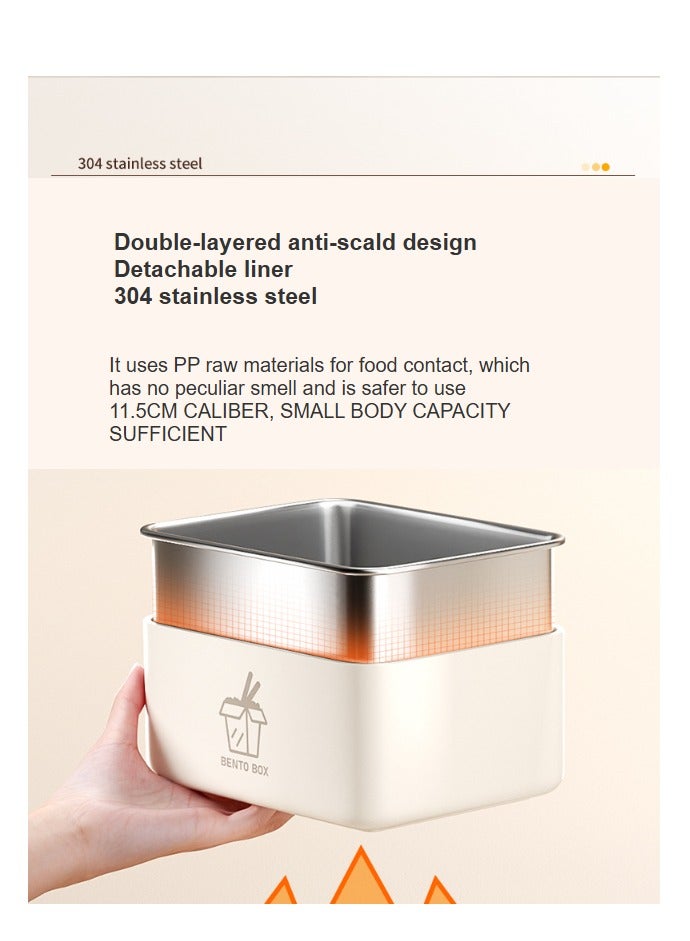 general 304 stainless steel, food storage box, lunch box, office lunch box suitable for microwave heating, portable and convenient lunch box set gift, multifunctional, clean, beautiful, hygienic, washable, sealed, non-taint - including tableware + thermal bag (black lunch box) - Image 3