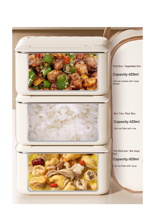 general 304 stainless steel, food storage box, lunch box, office lunch box suitable for microwave heating, portable and convenient lunch box set gift, multifunctional, clean, beautiful, hygienic, washable, sealed, non-taint - including tableware + thermal bag (black lunch box) - Image 5