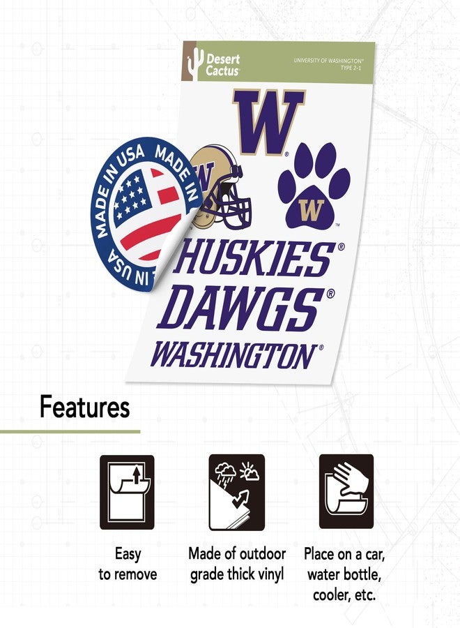 Desert Cactus University of Washington UW Huskies Husky Sticker Vinyl Decals Laptop Water Bottle Car Scrapbook Sheet T2 (Type 2) - Image 4