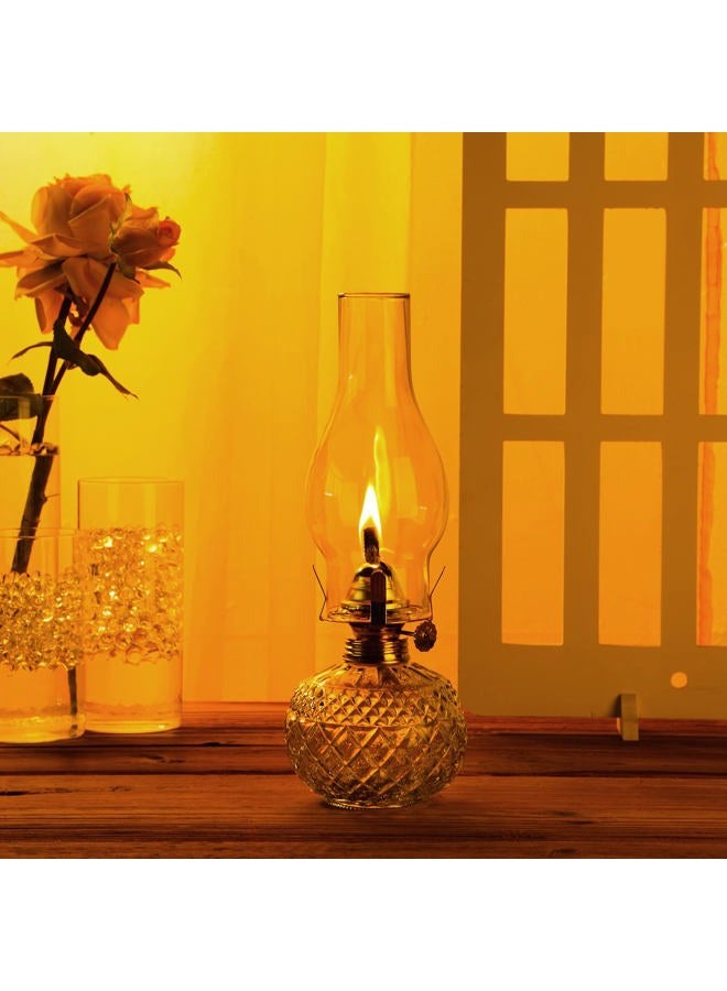 Hortsun 2 Pieces Large Chamber Oil Lamp, Vintage Glass Clear Kerosene Lamp Indoor Decorative Hurricane Lamp Oil Lantern for Tabletop Decor and Emergency Lighting, 10.62 x 3.74 Inch - Image 4