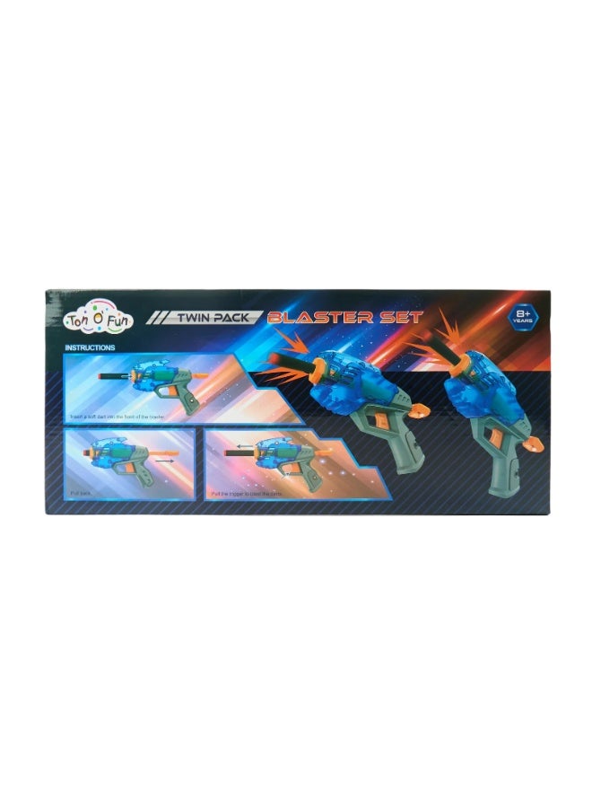 Ton O' Fun Twin Pack Foam Dart Blaster Set – Blue & Gray Toy Blasters for Kids - Image 3