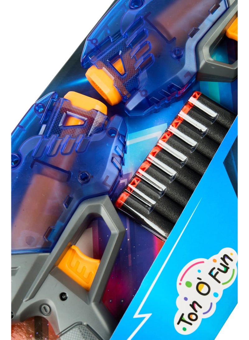 Ton O' Fun Twin Pack Foam Dart Blaster Set – Blue & Gray Toy Blasters for Kids - Image 2