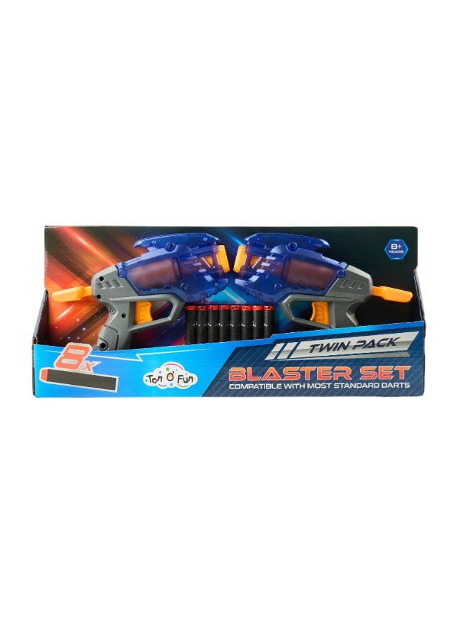Ton O' Fun Twin Pack Foam Dart Blaster Set – Blue & Gray Toy Blasters for Kids - Image 1
