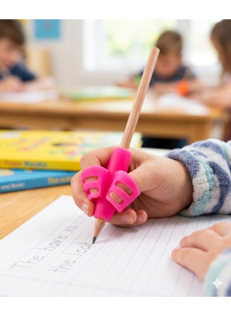 Comfortable silicone pen grip set for children - 3 pieces in bright (phosphorescent) colors to correct writing posture and prevent hand fatigue - suitable for pencils and ballpoint pens - Image 4