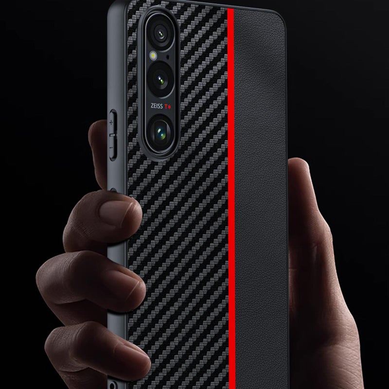 HuHa Case Cover For Sony Xperia 1 VII Ultra-thin Carbon Fiber Texture Printing Phone Case(Black Red) - Image 3