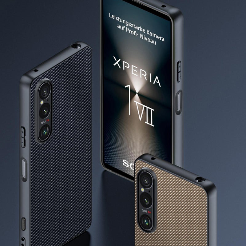 HuHa Case Cover For Sony Xperia 1 VII Ultra-thin Carbon Fiber Texture Printing Phone Case(Black Red) - Image 2