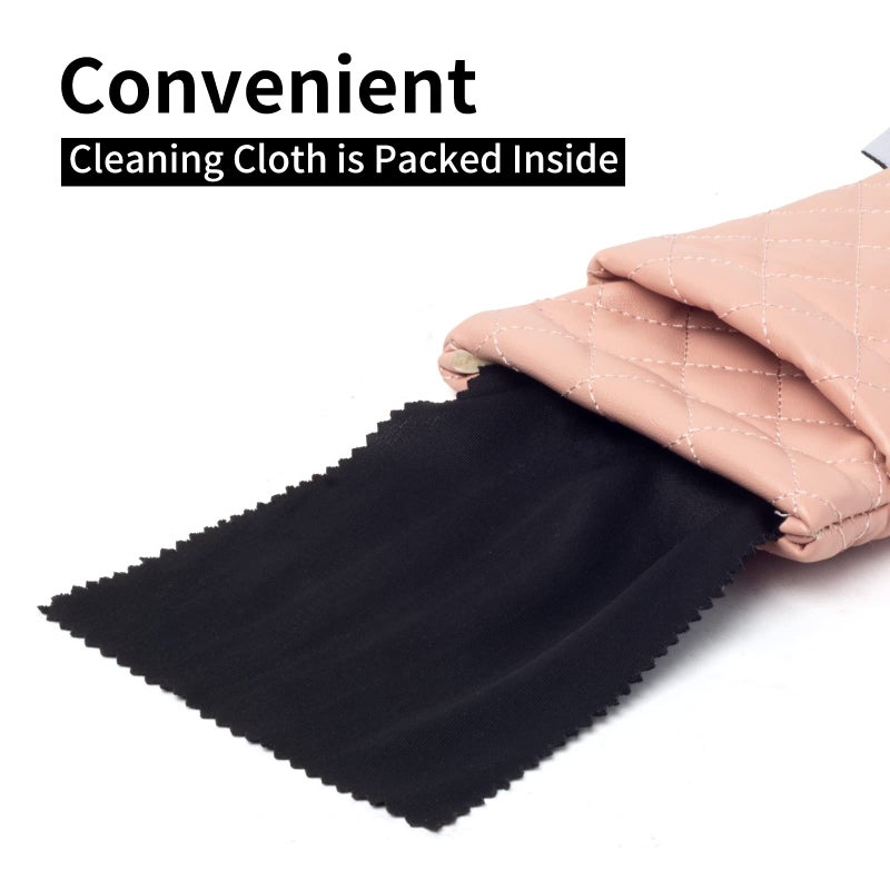 Face Shadow Face Shadow Double Eyeglasses Pouch Large Squeeze Top Microfiber Soft Glasses Case For Women With Cleaning Cloth  - Image 4