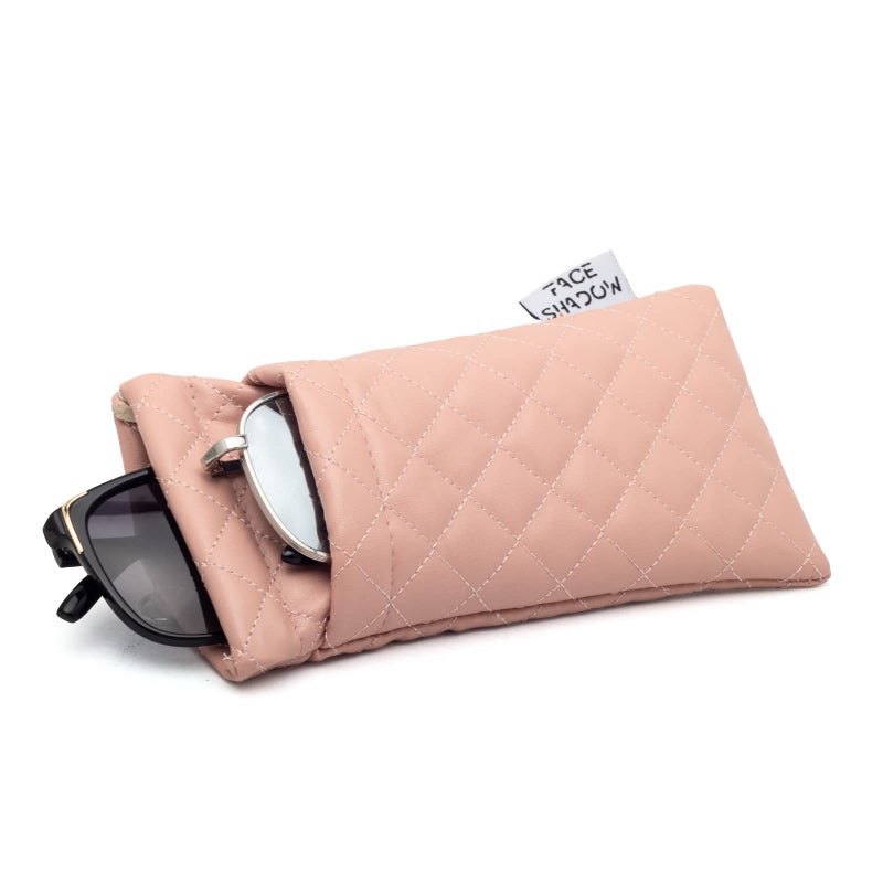 Face Shadow Face Shadow Double Eyeglasses Pouch Large Squeeze Top Microfiber Soft Glasses Case For Women With Cleaning Cloth  - Image 1