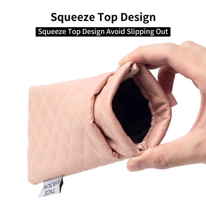 Face Shadow Face Shadow Double Eyeglasses Pouch Large Squeeze Top Microfiber Soft Glasses Case For Women With Cleaning Cloth  - Image 2