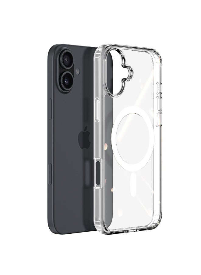 راكسوم غطاء مغناطيسي شفاف لهاتف آيفون 16 بلس | متوافق مع نظام Mag Safe | غطاء خلفي صلب شفاف كريستالي واقٍ هجين | إطار سيليكون مقاوم للصدمات | مقاوم للاصفرار | غطاء شفاف رفيع لهاتف آيفون 16 بلس - Image 1