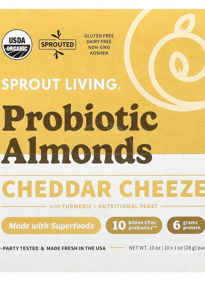 Sprout Living Probiotic Almonds Cheddar Cheeze 10 Packets 1 oz (28 g) Each 