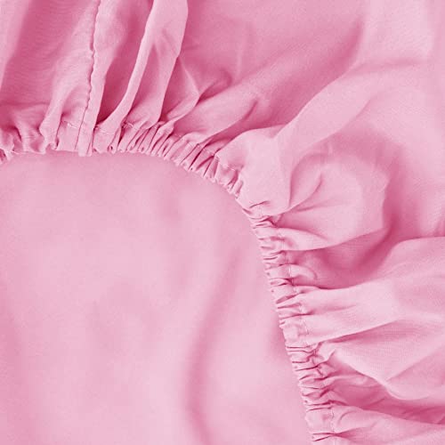 Ghooss Pink Bed Sheet Set with Deep Pocket,Super Soft Microfiber Bedding-Breathable,Warm,Wrinkle,Fade Free,4 Piece Bedding Sheet Sets(Queen,Pink) - Image 4