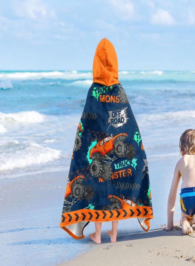 Ritiga Car Bath Towels Shower Wrap for Boys, Engineering Vehicle Boys Beach Towel with Hoodie for Kids Toddlers Age 4-8, Hooded Poncho Beach Blanket for Pool Swimming Cute Wearable Bath Towel for Child - Image 2